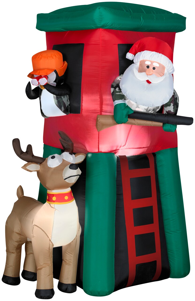 7' Gemmy Airblown Inflatable Hunting Santa in Deer Stand Deluxe Yard Decoration 883041